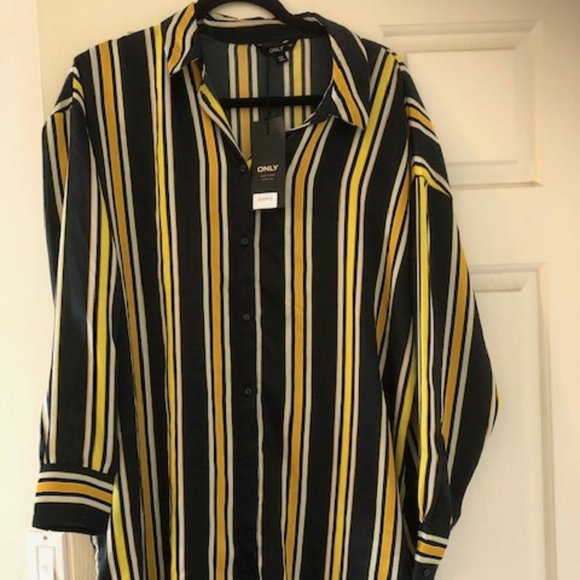 Only Tops - NWT ONLY Silky Striped Tunic Blouse Size 6